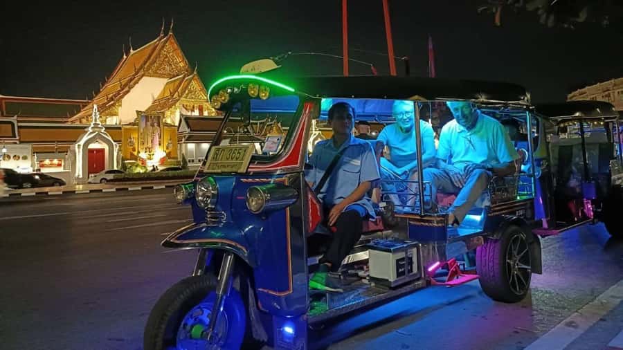 Bangkok Adventure Tuk Tuk Food Tour - Rooftop bar views toward Wat Arun and the Chao Phraya River