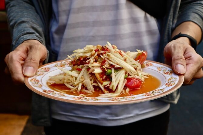 Bangkok Private Walking Food Tour with 10+ Tastings in Chinatown - Street-food comfort zone: spicy basil chicken, satay, and noodle soup