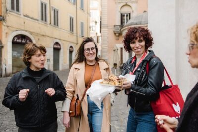 Devour Rome Trastevere/Jewish Ghetto Food Tour Rooftop Aperitivo - Stop 1 and 2: Fried artichokes or zucchini flowers at a modern pizzeria