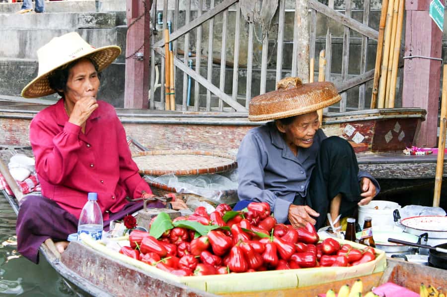 From Bangkok: Maeklong Railway and Floating Market Food Tour - Mae Klong Railway Market: Train-Track Theater Up Close