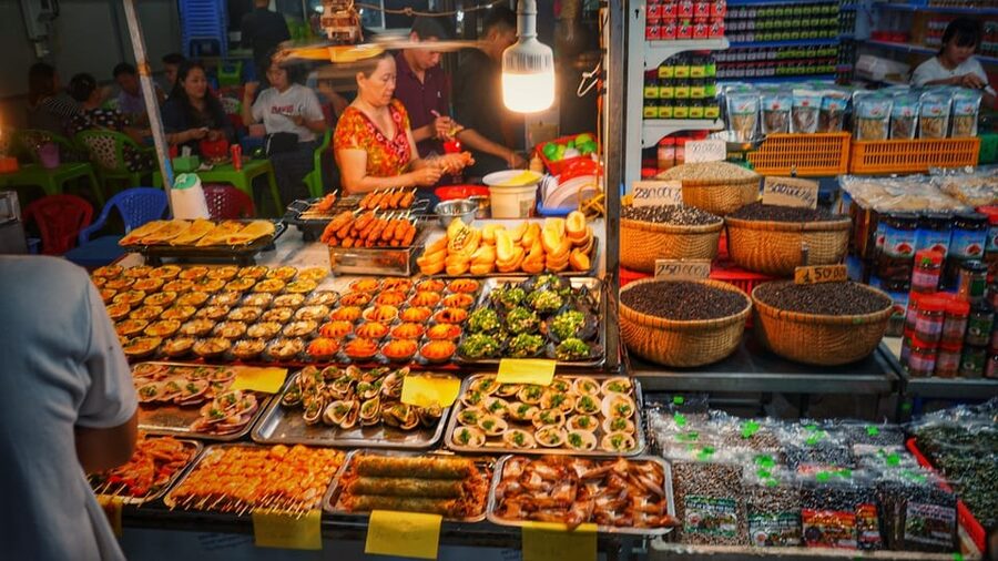 Phu Quoc: Street Food Tour - The first restaurant stop: beer, BBQ skewers, and warm-up bites