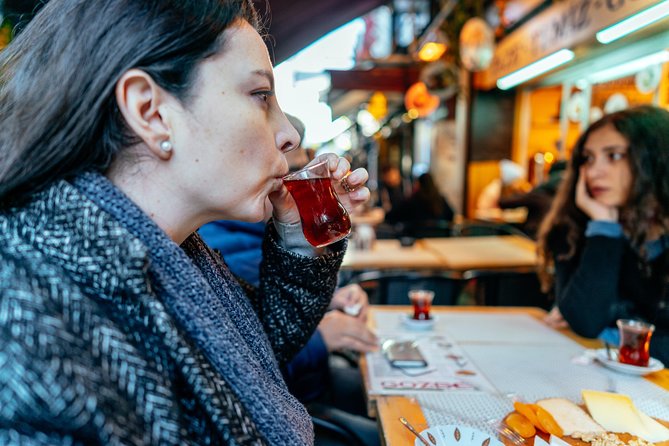 PRIVATE Istanbul Food Tour - 10 Tastings including Raki & Padi - Stop 1 in Kadıköy Carsısı: pide, Turkish delight, raki, and the rest of the core lineup