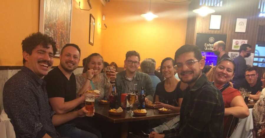 Santiago: Guided Foodie Tour with Drinks, Tapas & Live Music - Entering Santiago’s tapas lanes from Praza de Cervantes