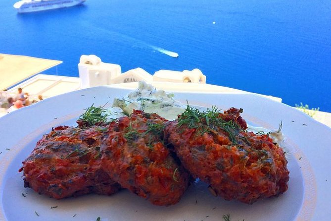 Santorini Food Tour: Fira Half-Day Small-Group Tour with Tastings - The tavern moment: lunch with a caldera view