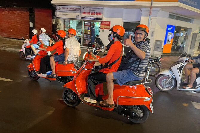 Vespa Female Ao Dai riders Night Street Food + See Train Street - Riding toward the Red River: Long Bien Bridge at night